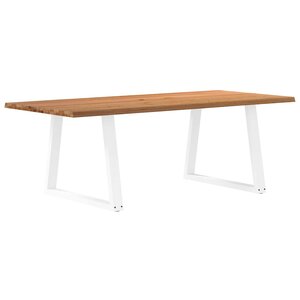 vidaXL Table à manger avec bord naturel 220x100x74cm bois massif chêne
