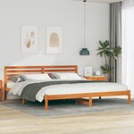 vidaXL Cadre de lit Marron cire 180 x 220 cm Bois de pin massif
