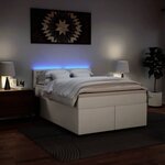 vidaXL Sommier à lattes de lit avec matelas Blanc 140x190cm Similicuir