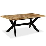 vidaXL Table à manger Bois de manguier massif et croix en acier 180 cm