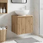 vidaXL Vanité de lavabo mural Chêne artisanal 49 5 x 44 5 x 65 cm