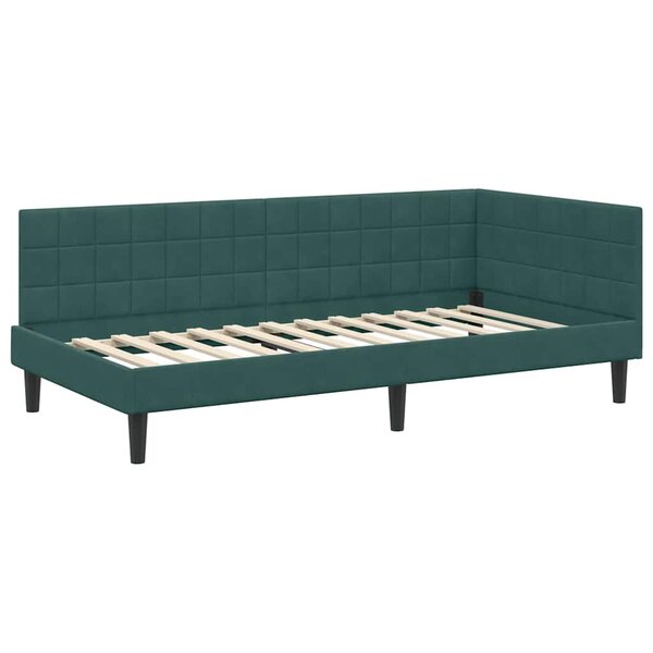 vidaXL Cadre de lit d'angle Vert foncé 100 x 200 cm Velours