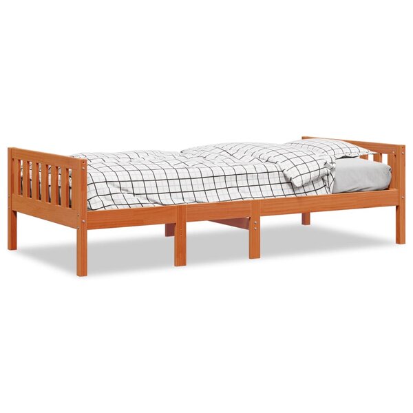 vidaXL Lit pour enfants sans matelas cire marron 75x190 cm pin massif