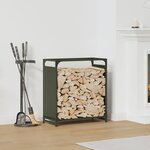 vidaXL Portant de bois chauffage vert olive 60x28x65 cm
