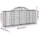 vidaXL Paniers à gabions arqués 15 Pièces 200x30x80/100 cm Fer galvanisé