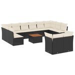 vidaXL Salon de jardin avec coussins 13 Pièces noir résine tressée