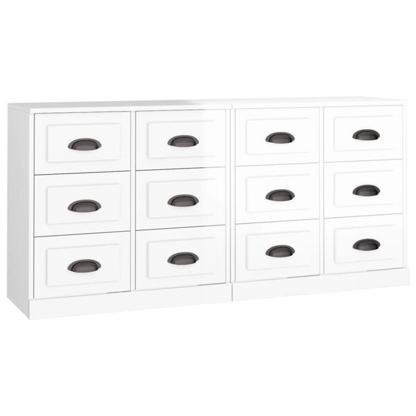 vidaXL Buffets 2 Pièces blanc brillant bois d'ingénierie