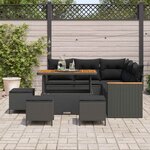vidaXL Ensemble de canapé de jardin 9 Pièces Noir polyrotin
