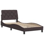 vidaXL Cadre de lit avec LED sans matelas marron foncé 90x200 cm tissu