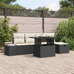 vidaXL Ensemble de canapé de jardin 7 Pièces Noir Poly rotin