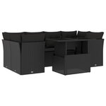 vidaXL Salon de jardin 7 Pièces avec coussins noir résine tressée