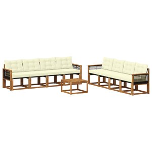 vidaXL Ensemble de canapés d'extérieur 9 pc Naturel et Crème