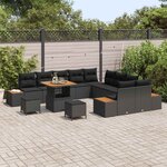 vidaXL Ensemble de canapé de jardin 13 Pièces Noir Poly rotin