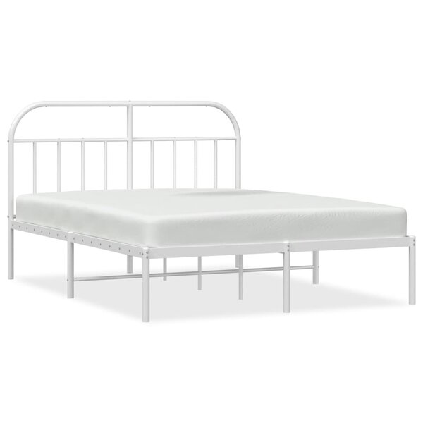 vidaXL Cadre de lit métal avec tête de lit blanc 160x200 cm