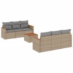 vidaXL Salon de jardin avec coussins 7Pièces mélange beige résine tressée