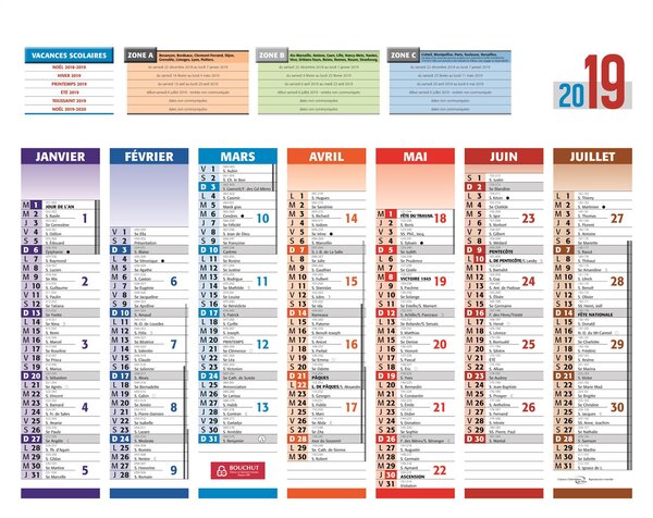 Calendrier bancaire année civile '4 Saisons Mini' 21 x 26 5 cm BOUCHUT