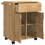 vidaXL Chariot de cuisine FLORO Cire marron 72 5 x 45 x 80 cm