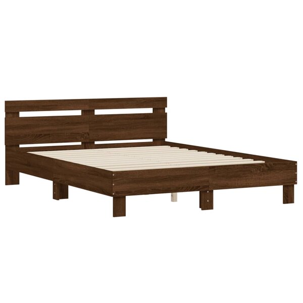 vidaXL Cadre de lit avec tête de lit chêne marron 140x190 cm