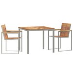vidaXL Set de jardin de 3 pièces en teck massif et acier inoxydable