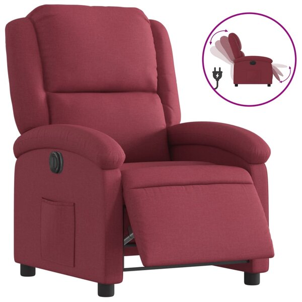 vidaXL Fauteuil inclinable électrique Rouge bordeaux Tissu