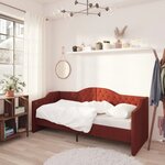 Vidaxl lit avec matelas et éclairage usb rouge bordeaux tissu 90x200cm