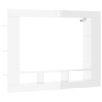 vidaXL Meuble TV blanc brillant 152x22x113 cm bois d'ingénierie