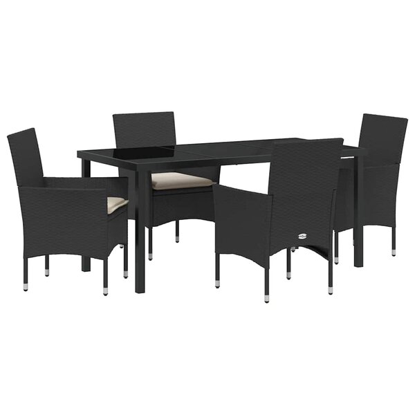 vidaXL Ensemble de salle à manger pour jardin 5 Pièces Noir polyrotin
