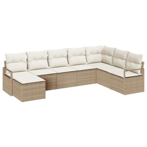 Ensemble de canapé de jardin 8 pièces vidaXL avec coussins beige poly rotin