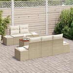 vidaXL Ensemble de canapé de jardin 6 Pièces Beige et blanc