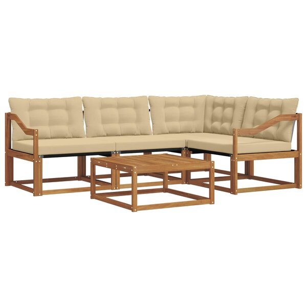 vidaXL Ensemble de canapés d'extérieur 5 Pièces Naturel et Beige