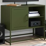 vidaXL Meuble TV vert olive 68x39x60 5 cm acier