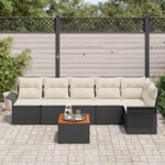 vidaXL Ensemble de canapé de jardin 7 Pièces Noir Poly rotin