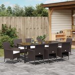 vidaXL Ensemble de Salle à Manger de Jardin 9 Pièces Marron Rattan Poly