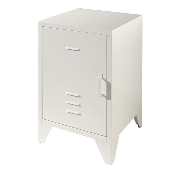 Vipack Table de chevet avec porte Bronxx Métal Blanc mat