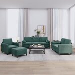 vidaXL Ensemble de canapés 4 Pièces avec coussins vert foncé velours