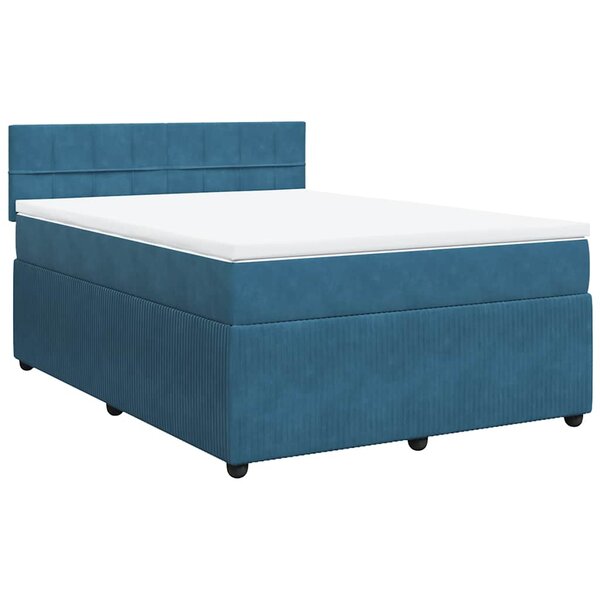 vidaXL Sommier à lattes de lit et matelas bleu 140x190 cm velours