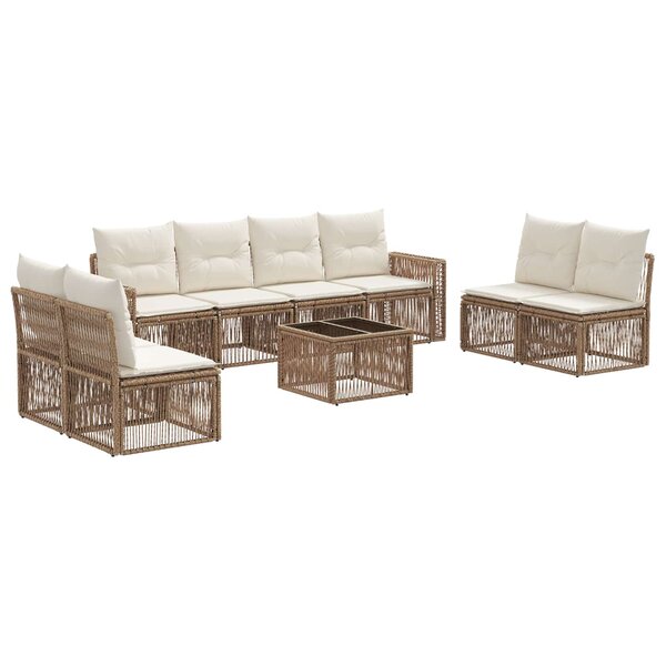 vidaXL Ensemble de canapé de jardin 9 Pièces Beige et blanc crème