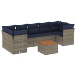 vidaXL Salon de jardin 8 Pièces avec coussins gris résine tressée