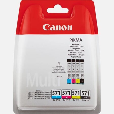 Canon pack cartouches ink cli-571 (cyan  magenta  jaune  noir photo) sans blister sécurisé