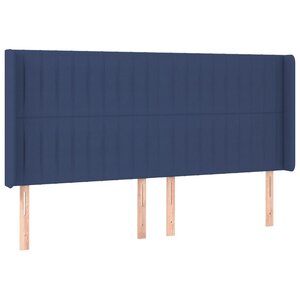 vidaXL Tête de lit avec oreilles Bleu 183x16x118/128 cm Tissu