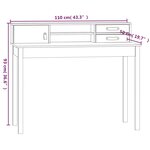 vidaXL Bureau 110x50x93 cm Bois massif de pin