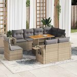 vidaXL Salon de jardin avec coussins 9 Pièces beige résine tressée