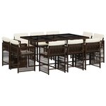 vidaXL Ensemble à manger de jardin et coussins 11 Pièces marron rotin