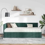 vidaXL Cadre de lit d'angle avec matelas 2 Pièces Vert Velours