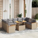 vidaXL Salon de jardin avec coussins 10 Pièces beige résine tressée