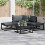 vidaXL Ensemble de canapé de jardin avec coussin 5 Pièces Noir Aluminium