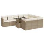 vidaXL Salon de jardin 11 Pièces avec coussins beige résine tressée