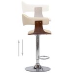 vidaXL Tabourets de bar lot de 2 crème bois courbé et similicuir