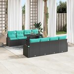 vidaXL Ensemble de canapé de jardin 9 Pièces Noir Poly Rattan