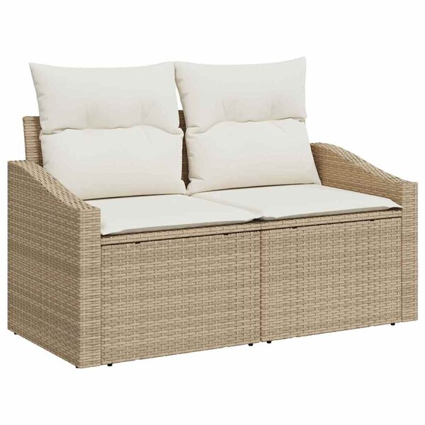 vidaXL Ensemble de canapé de jardin 8 Pièces Beige Poly rotin